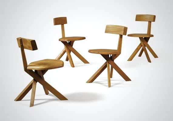 Suite de quatre chaises modèle « S34 » par Pierre Chapo
